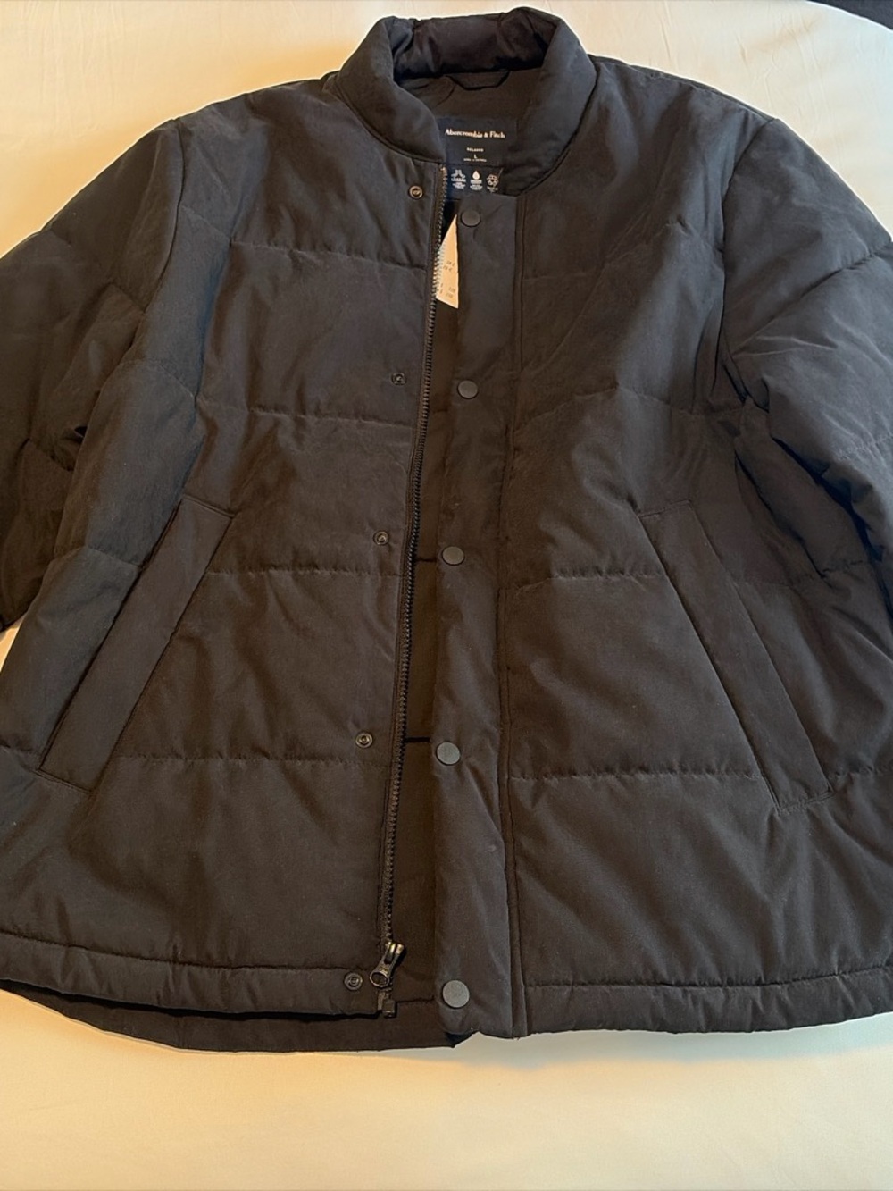 Abercrombie & Fitch Men's Black Quilted Puffer Coat - Picture 1 of 3